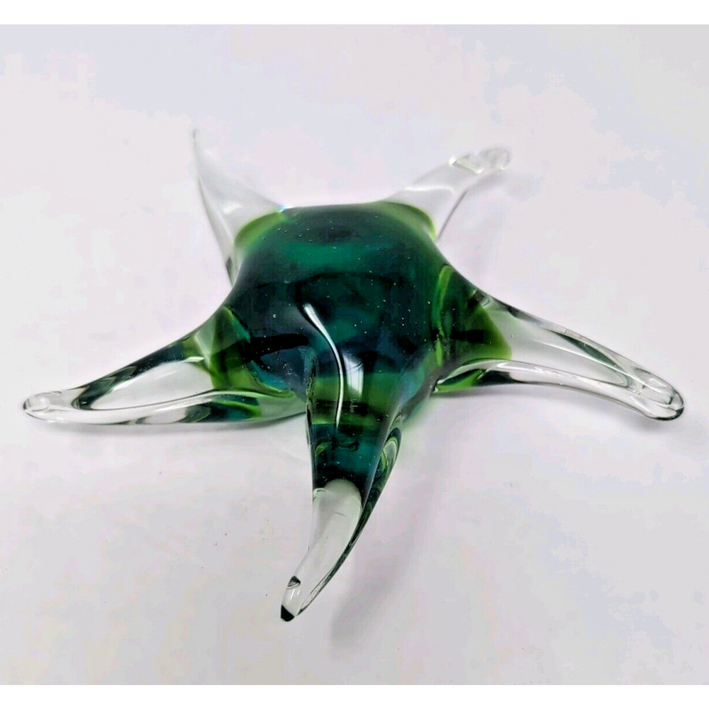 Art Glass Starfish Paperweight Green/Clear Decorative‎ Decor Collectible